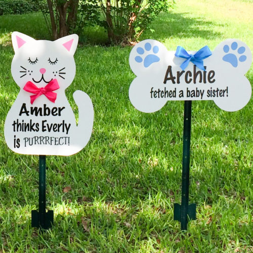 Cat and Dog Pet Sign, Birth Announcement Yard Stork Sign in Golden Isles - St Simons, Jekyll, Sea Island, Darien & Brunswick