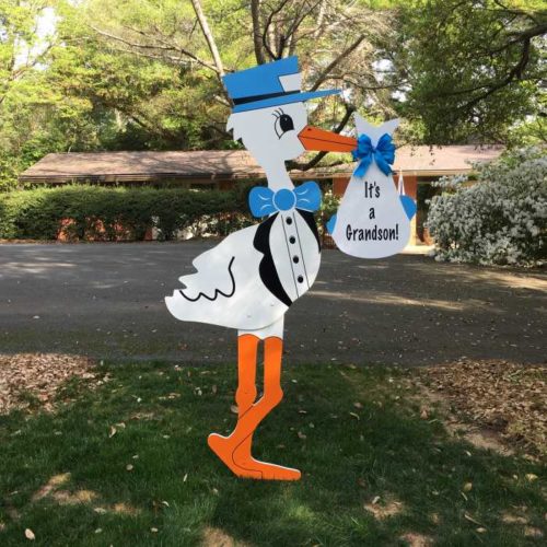 Blue Generic Grandparent Stork: Birth Announcement Yard Stork Sign in Golden Isles - St Simons, Jekyll, Sea Island, Darien & Brunswick